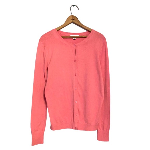 Merona Pink Button Front Cardigan Sweater Long Sleeve Barbie Bubblegum Pink L - Picture 11 of 15